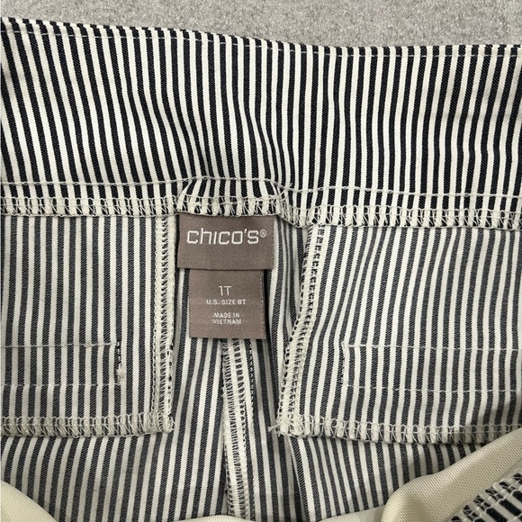 [US8T]Chico’s Striped Black and White Ankle Pants Career - Picture 3 of 10